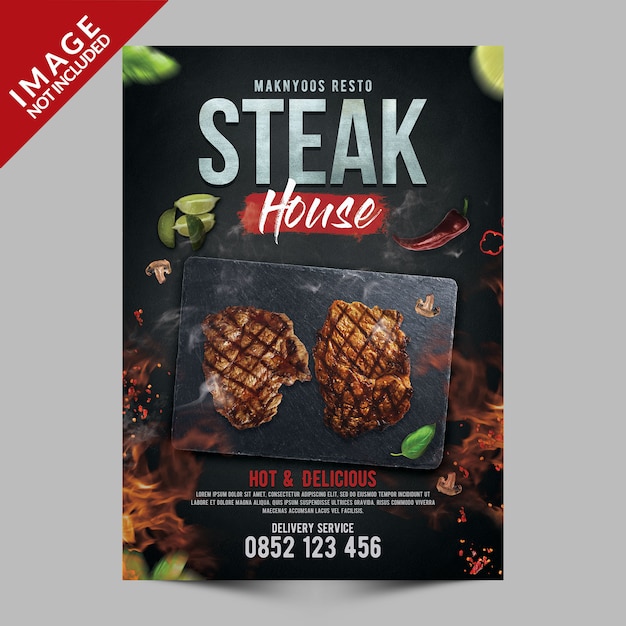 PSD steak house poster template