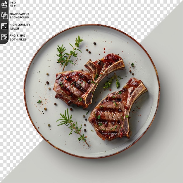 Steak on a plate on transparent background