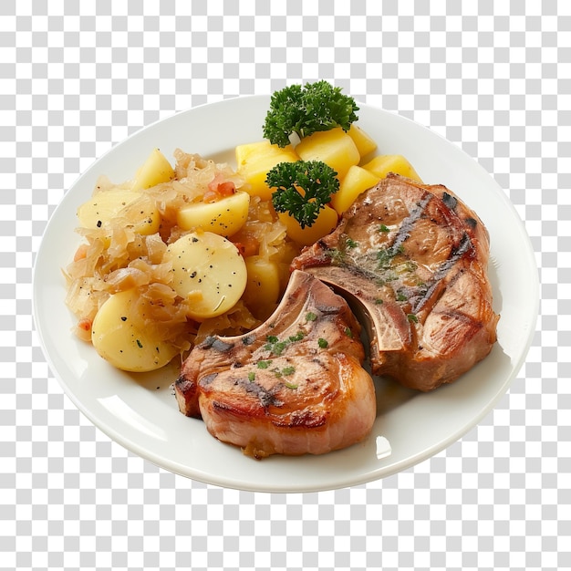 PSD steak with potatoes isolated on transparent background png