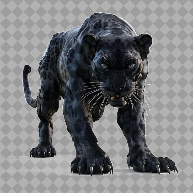 PSD stealthy panther silent predator with panther like form blac isolated 3d character illustration