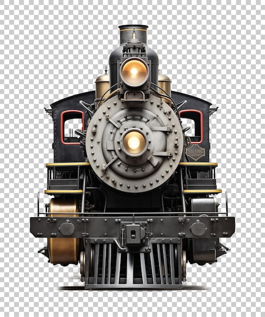 Steam locomotive Train Front View Isolated on Transparent Background