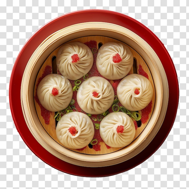 Steamed baozi dumplings on transparent background