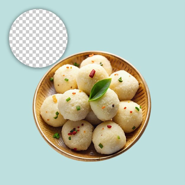 Steamed Dumplings Manti with mince meat on transparent background