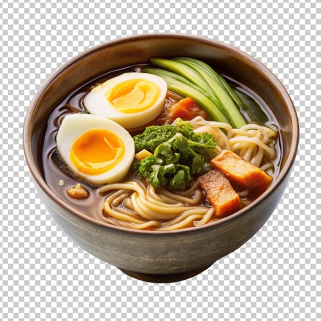 PSD steaming bowl o ramen with rich broth egg transparent background