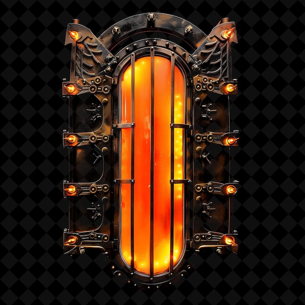 PSD steampunk airship gate with brass fittings and mechanical wi png y2k shape neon color collection