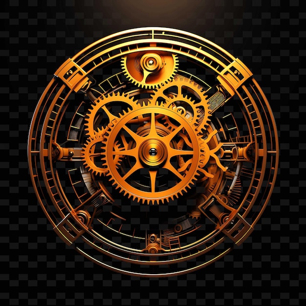 Steampunk Cogwheel Lines Steampunk Gadgets Rusty Orange Mech PNG Y2K Shapes Transparent Light Arts