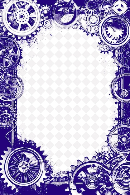 Steampunk Inspired Frame Decorated With Gears and Watch Part PNG Creative Background Design