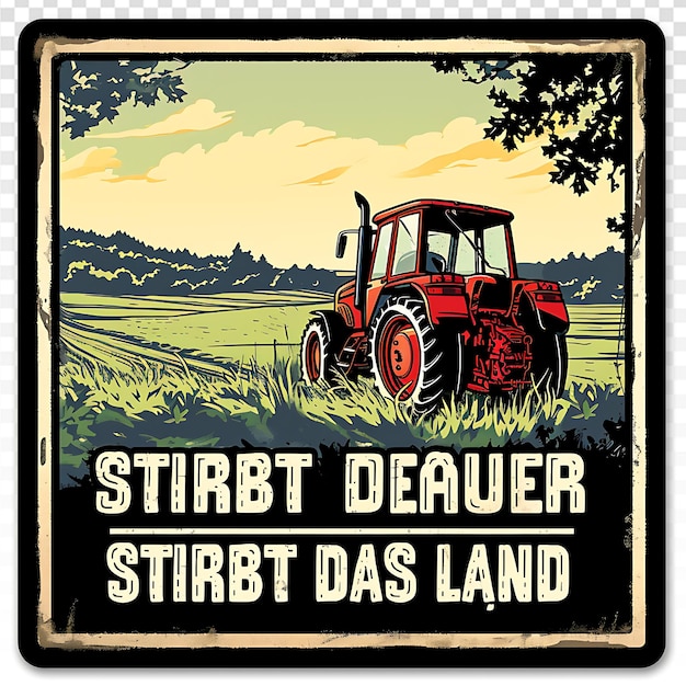 PSD steampunk tractor sticker stirbt der bauer stirbt das land