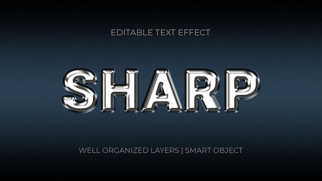 Steel 3D sharp text effect