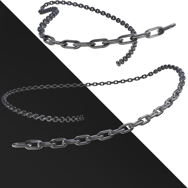 PSD steel chains 3d render shapes with chains