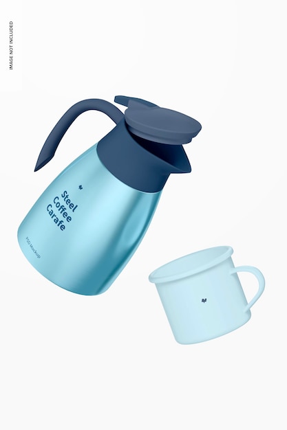 Steel Coffee Carafe Mockup, Falling