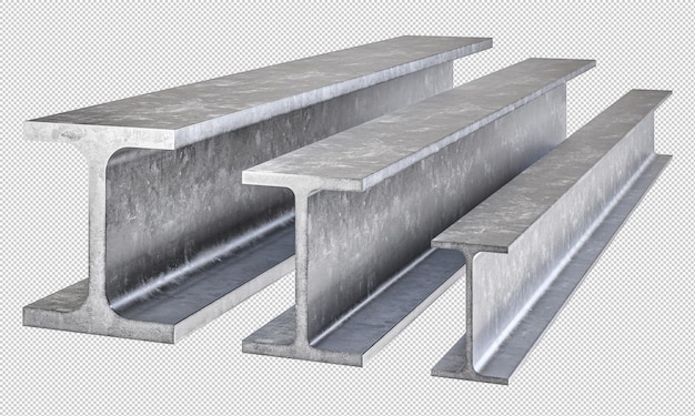 PSD steel ibeams isolated on transparent background