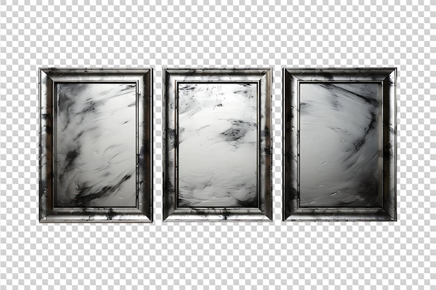 PSD steel picture frames isolated on transparent background