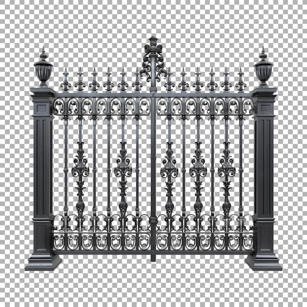 PSD steel safety gate outside house on transparent background ai generated