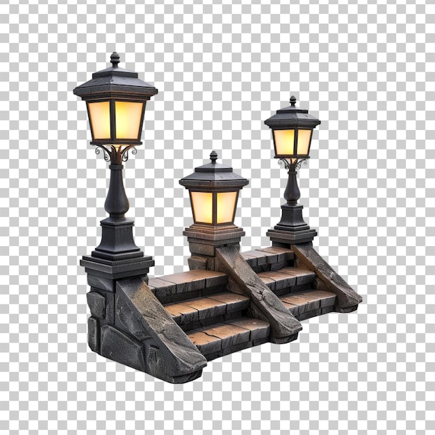 PSD steplights street lamp isolated on a on transparent background