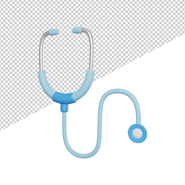 Stethoscope Doctor Equipment side view 3d rendering icon illustration on transparent background