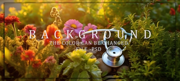 PSD stethoscope in a garden of flowers