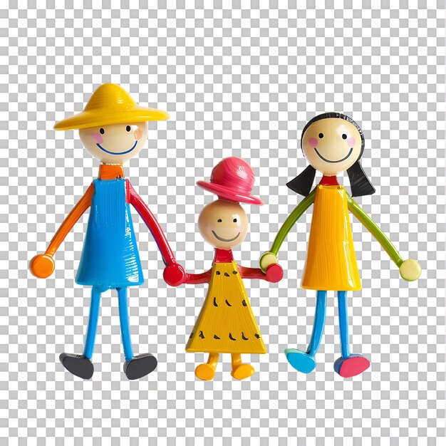 PSD stick figure family holding hands isolated on a transparent background