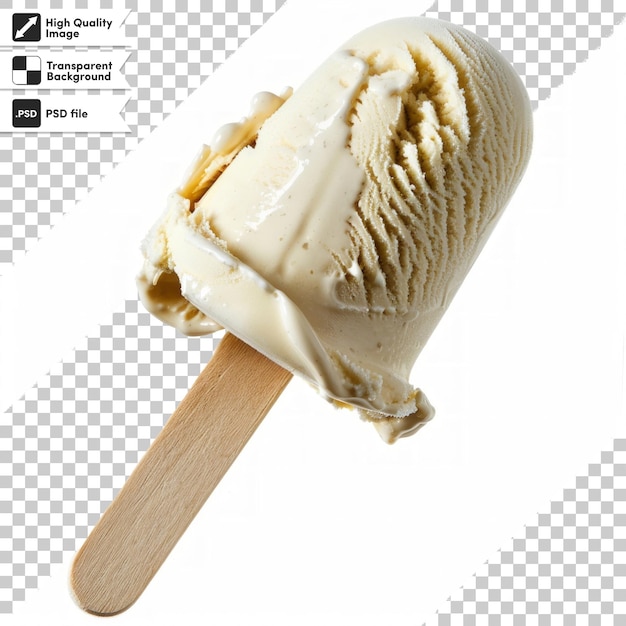 a stick of ice cream is shown with a wooden spoon