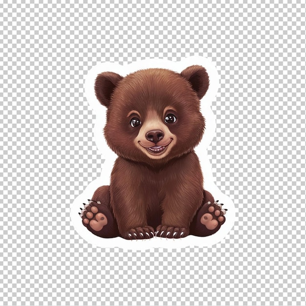 PSD sticker of a brown bear cub isolated on transparent background