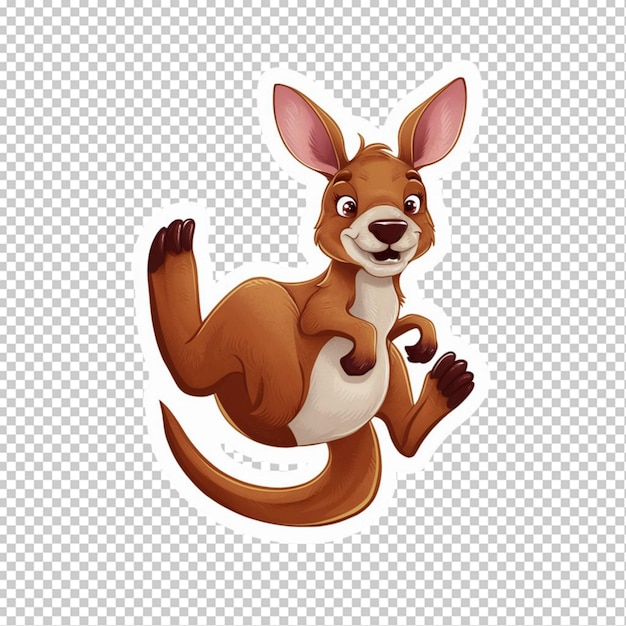 PSD sticker of a brown kangaroo isolated on transparent background