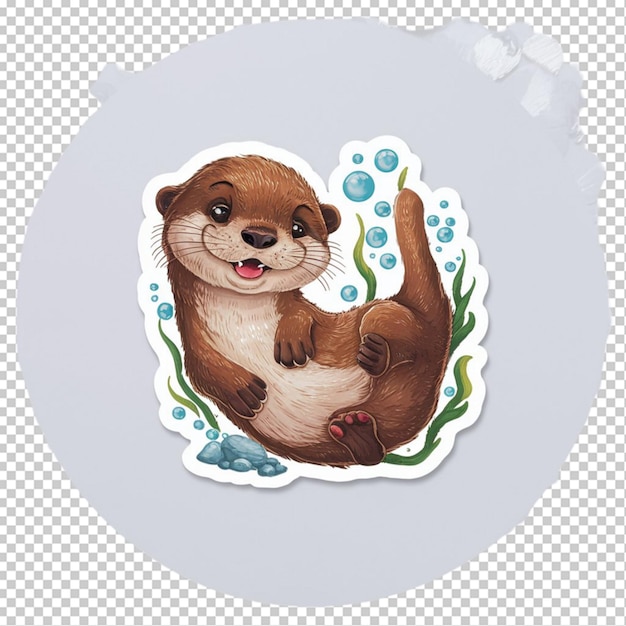 PSD sticker of a brown otter isolated on transparent background