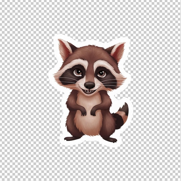 PSD sticker of a brown raccoon isolated on transparent background