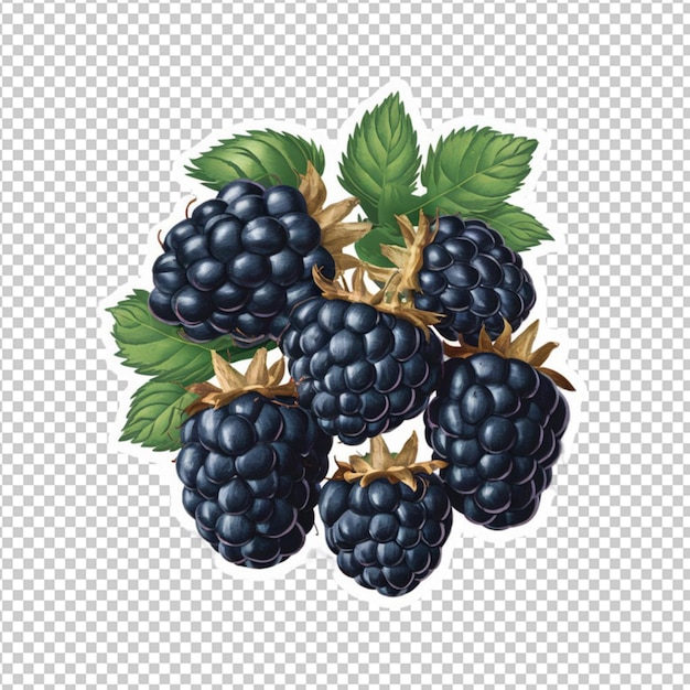 PSD sticker of a bunch of blackberries isolated on transparent background