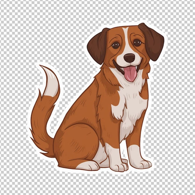 PSD sticker of a dog with a wagging tail isolated on transparent background