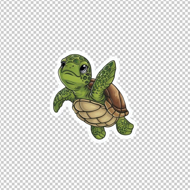 PSD sticker of a green turtle isolated on transparent background