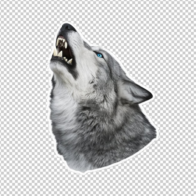 PSD sticker of a grey wolf isolated on transparent background