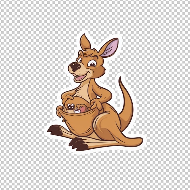 PSD sticker of a kangaroo with a pouch isolated on transparent background