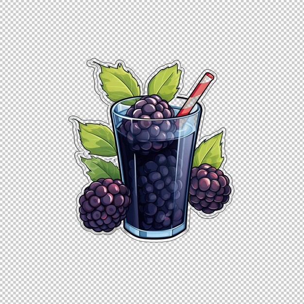 PSD sticker logo blackberry juice isolated backgro