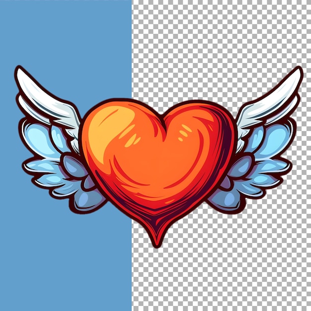 PSD sticker of a love heart with wings on a transparent background ai generated