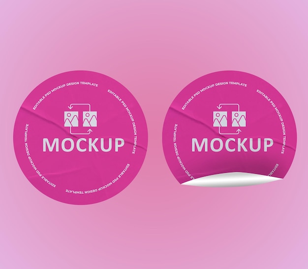 PSD sticker mockup design psd template realistic round tag editable label mockup set