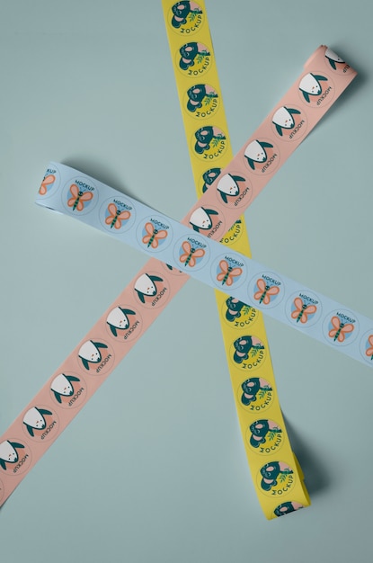 Sticker rolls with penguins, mice and butterflies