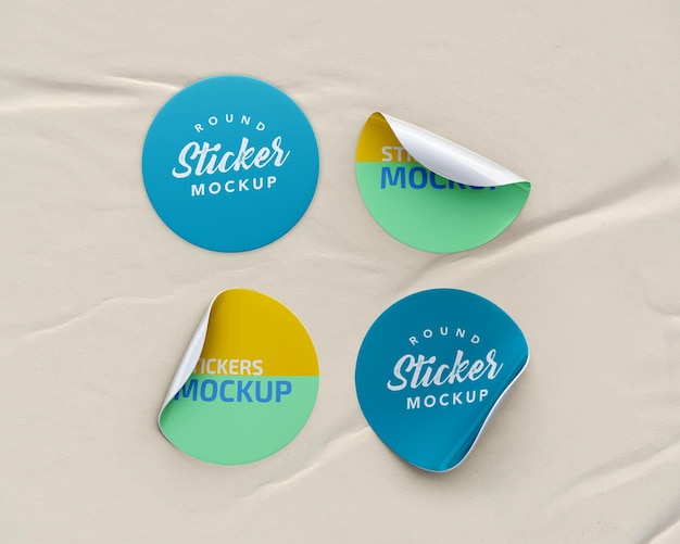 PSD sticker rounded mockup