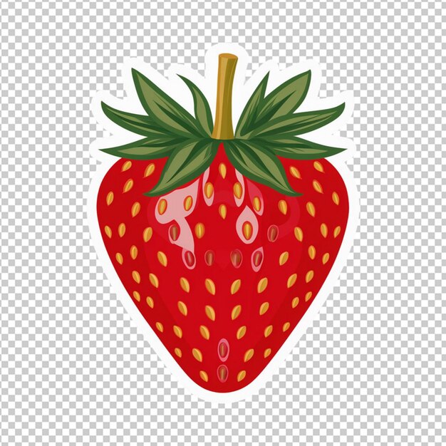 PSD sticker of a single strawberry with seeds isolated on transparent background