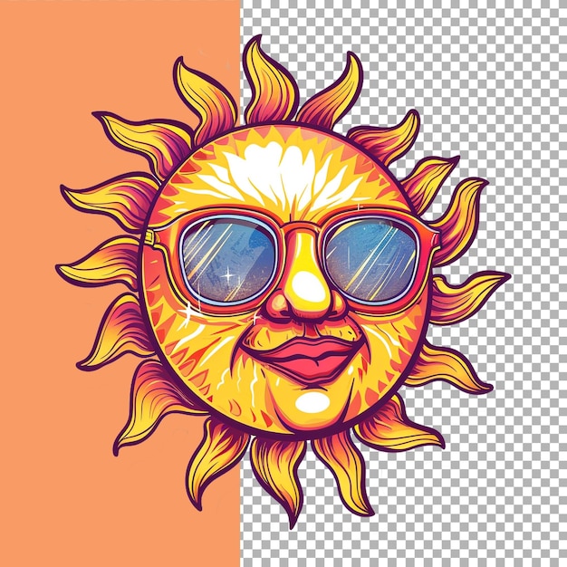 Sticker of a Sun wearing Glasses On a Transparent Background Ai Generated