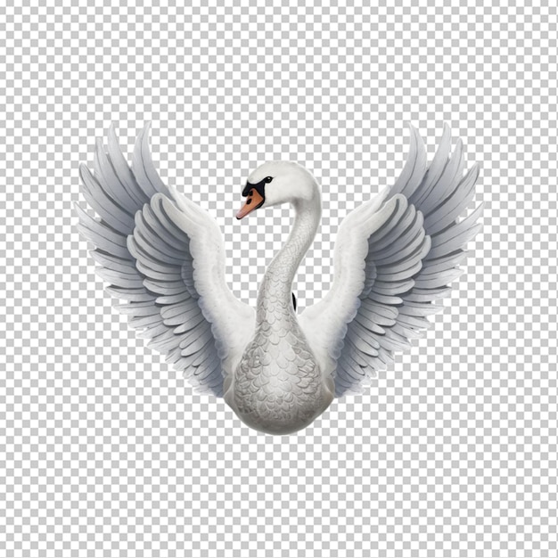 sticker of a white swan with wings spread isolated on transparent background