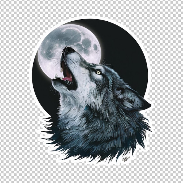 PSD sticker of a wolf howling isolated on transparent background