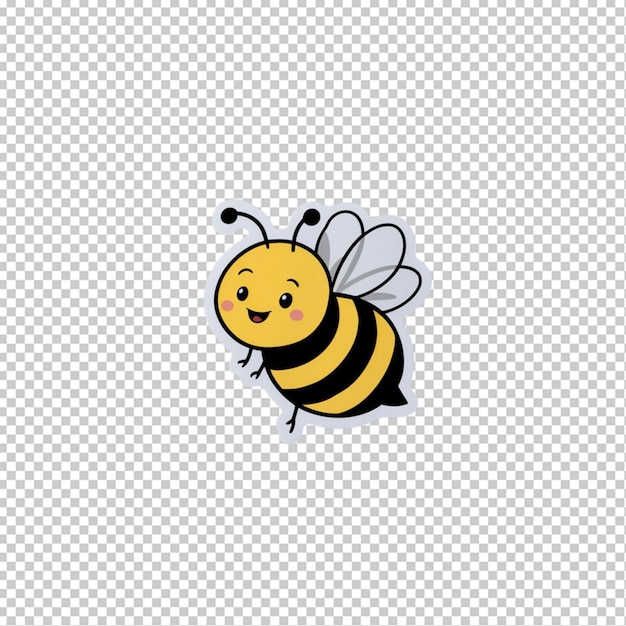 sticker of a yellow bee isolated on transparent background