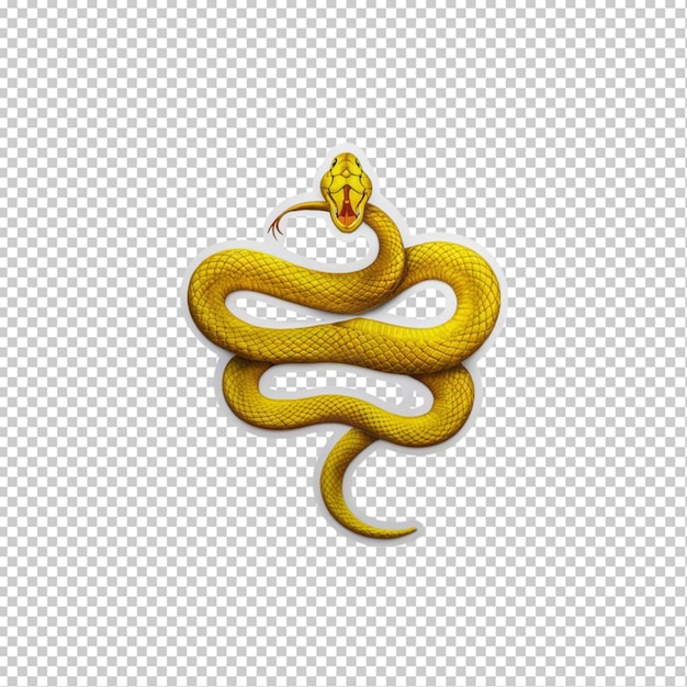 Sticker of a yellow snake isolated on transparent background