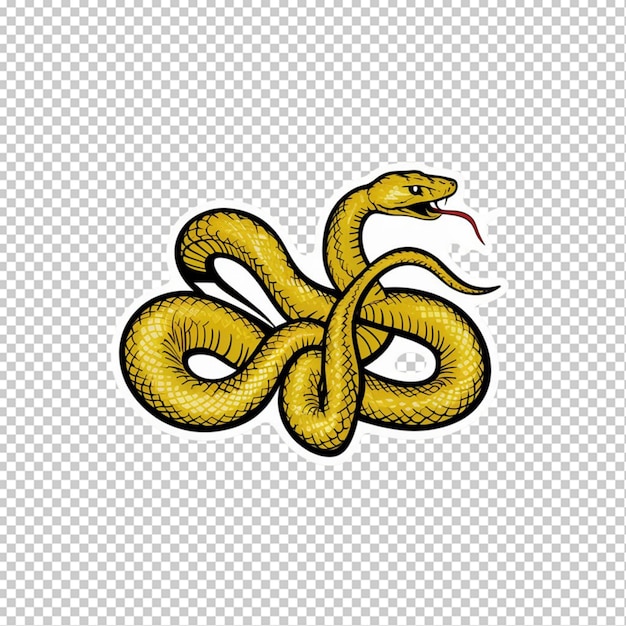 Sticker of a yellow snake isolated on transparent background