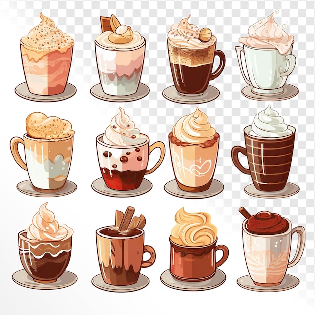 stickers gourmet hot chocolates on white background