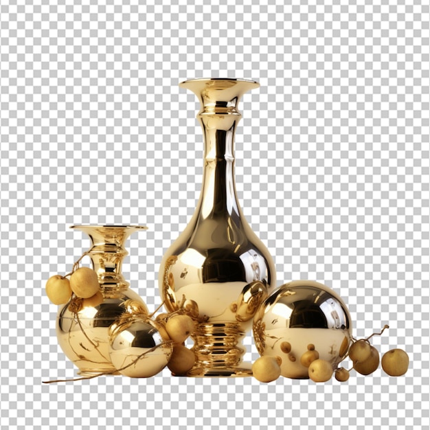 still life of golden object on white background