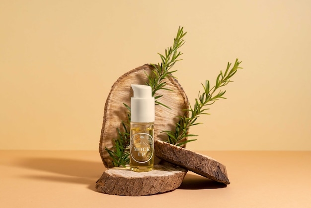 Still life herbarium concept with natural beauty products