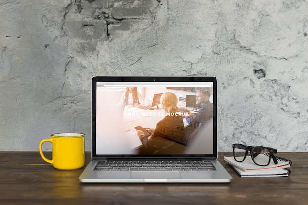 PSD still life with laptop mockup