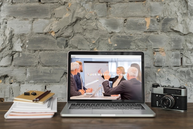 Still life with laptop mockup