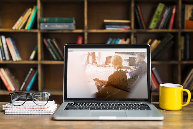 Still life with laptop mockup